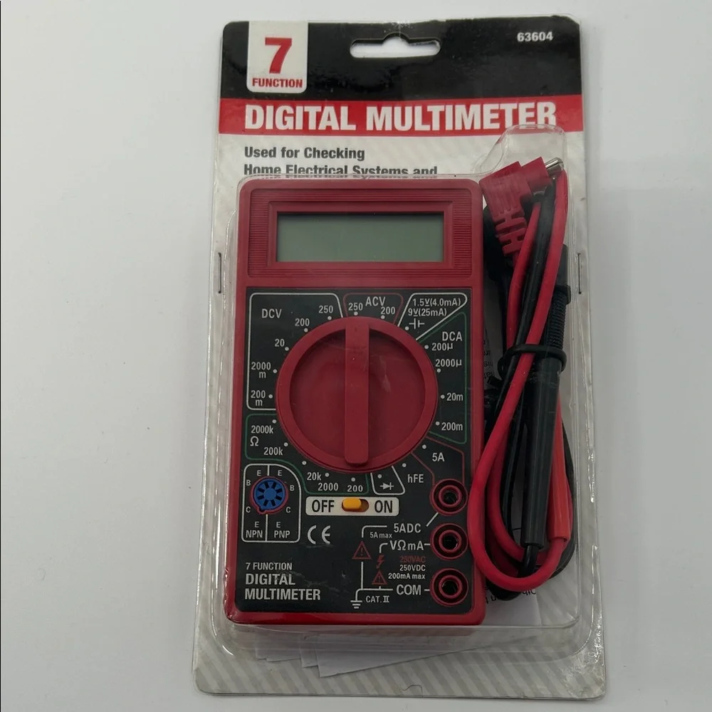Digital Multimeter in Red with Black Accents